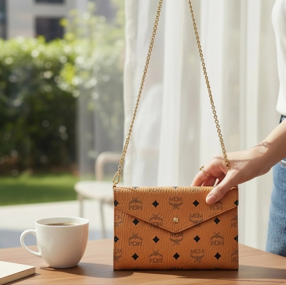 MCM Visetos Monogram Envelope Clutch/ Crossbody - Picture 9 of 11